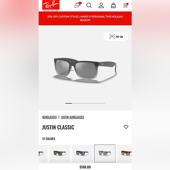 Ray-Ban Sunglasses / Justin Classic in Matte Grey - Picture 8 of 8
